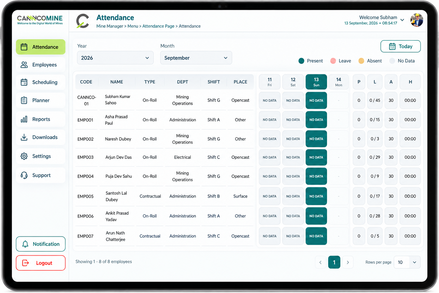 MineHazri tablet view